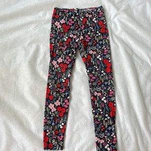 Wonder nation girls fall red and pink flower leggings sz M 7-8